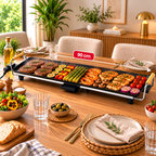 Plancha Électrique LAMACOM 90 cm – Grande Surface Antiadhésive avec Thermostat Réglable