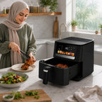Friteuse à air Nova 6 avec panier et grille sur plan de travail en marbre