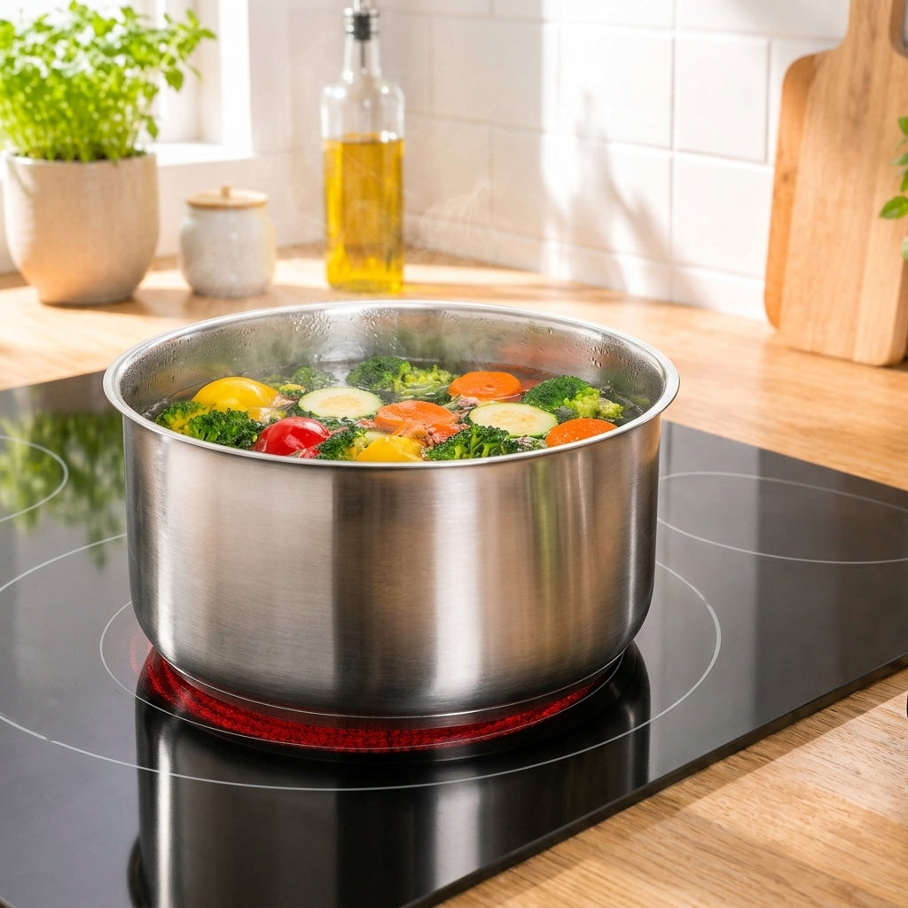 Set LAMACOM TRINEO TRI-PLY – 2 Poêles + 1 Casserole Inox 18/10 avec Manche Amovible