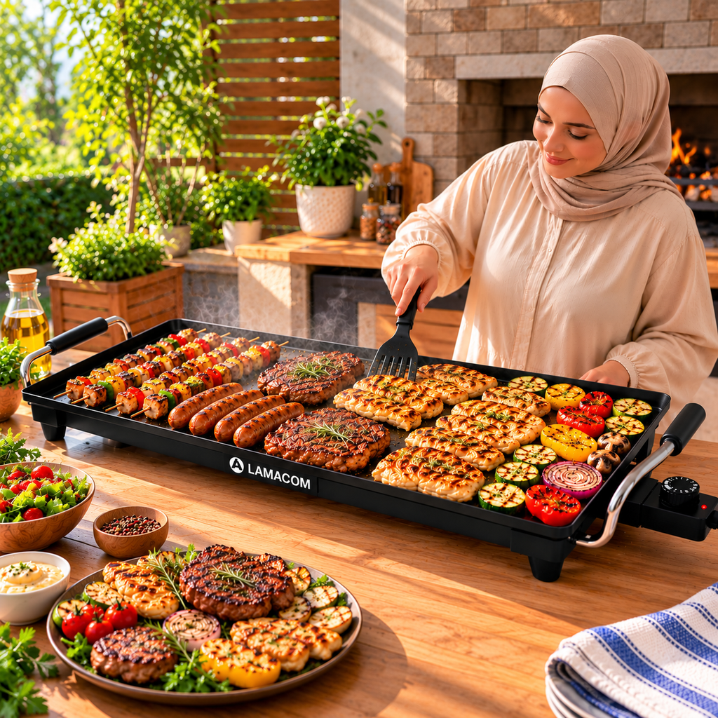 Plancha Électrique Antiadhésive LAMACOM 70 cm – Grill Multifonction