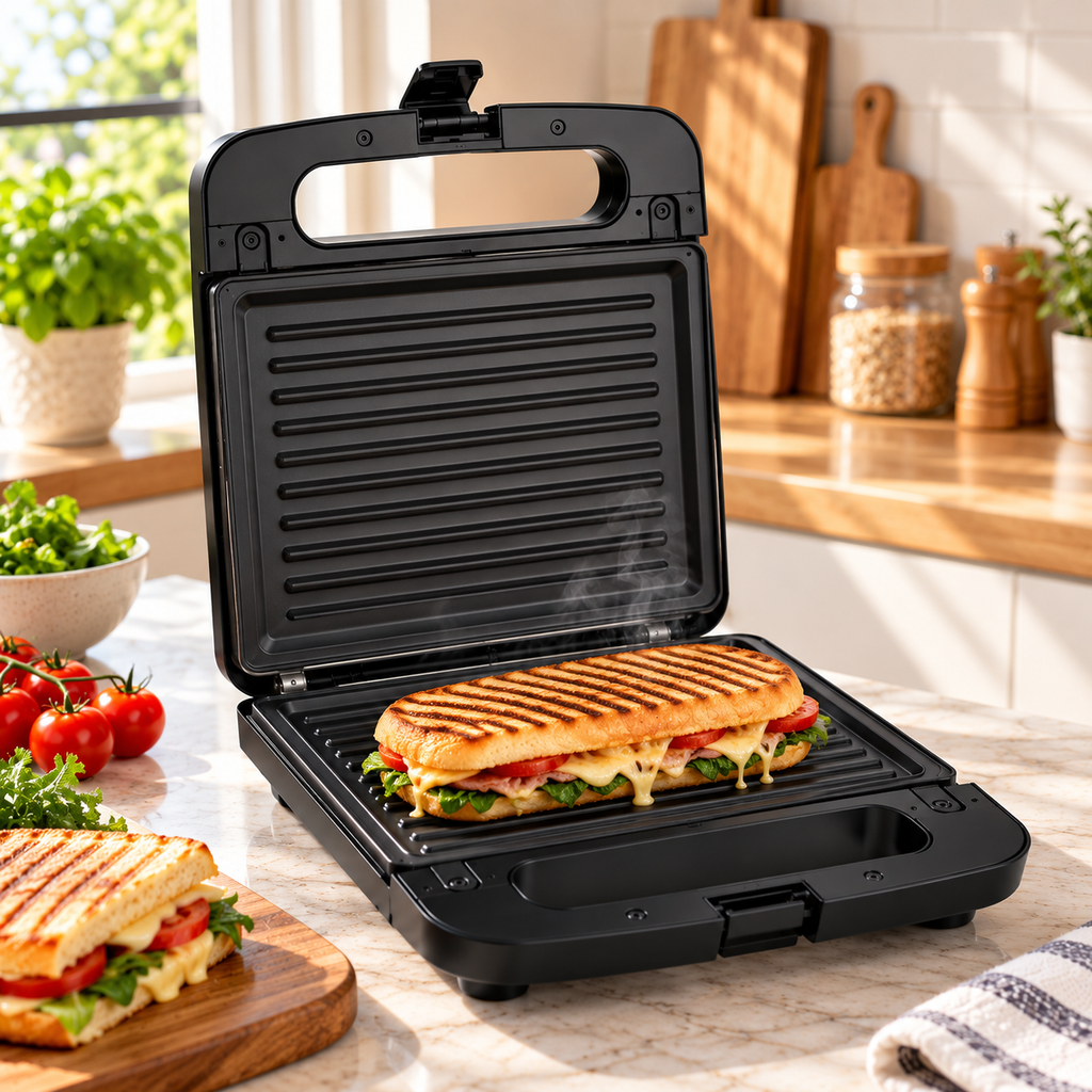 Panini Gaufrier 2 en 1 LAMACOM – 1400W | Plaques Interchangeables