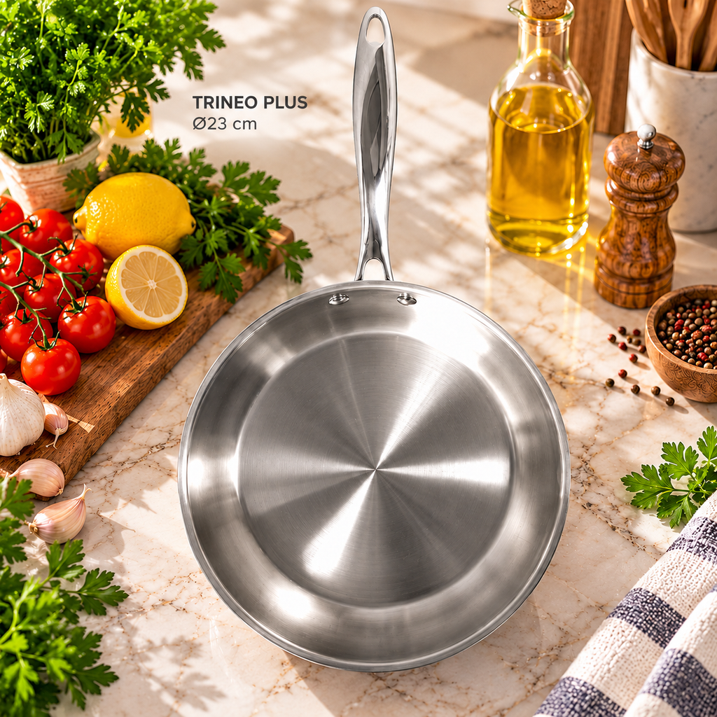 Poêle Inox LAMACOM TRINEO PLUS Ø23 cm – Acier Inoxydable