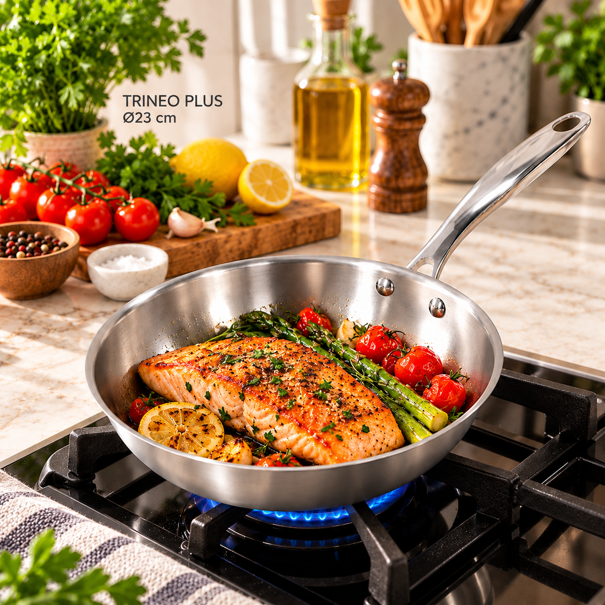 Poêle Inox LAMACOM TRINEO PLUS Ø23 cm – Acier Inoxydable