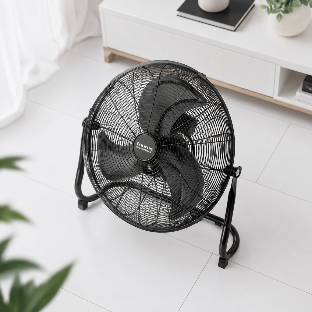 Vue de profil du ventilateur de sol Taurus Sirocco 18 Noir